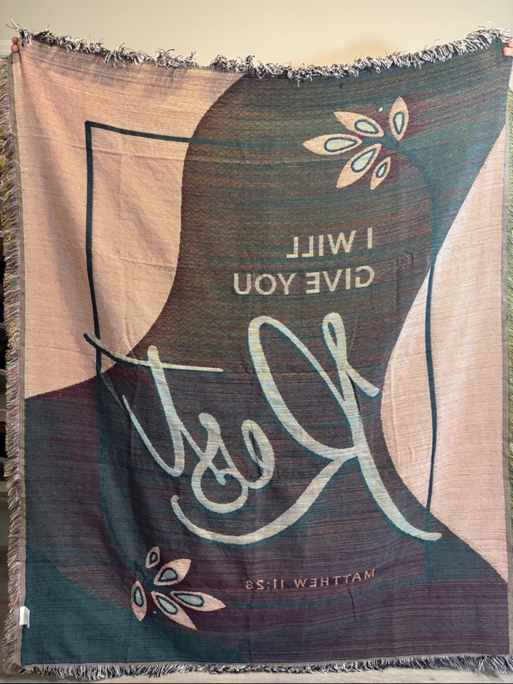 Matthew 11:28 Bible Verse Woven Throw Blanket I Will Give You Rest - Picture 3 of 4